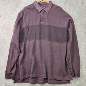 Woolrich Shirt Mens XXL Purple Waffle Knit Long Sleeve Polo Cotton Heavyweight